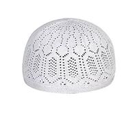 Gorro de calavera para hombre, musulmán, sombrero de oración islámica, Topi Kufi, ropa para la cabeza, color blanco, blanco, Talla única