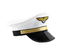 Gorro de capitán de piloto - 21,65 - 23,62 pulgadas Gorro de oficial de aviador de poliéster | Gorra clásica de piloto de aerolínea con bordada y ribete dorado para hombres y mujeres |