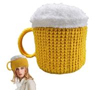Gorro de cerveza 3D para hombre, gorro de punto, elástico, suave, cálido, disfraz de , amplia compatibilidad, para Halloween, Oktoberfest, exterior, interior, novedad, regalo amarillo