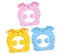 Gorro de Champú Extra Grande para Niños 3 Piezas Eva Ajustable | Drenaje Eficaz, Protege Ojos de Agua y Champú, Fácil de Limpiar, Tonos Rosa, Amarillo y Azul