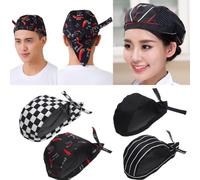 Gorro de chef de malla de calavera pirata, de algodón, ajustable, para cocina, restaurante, catering, panadero, unisex, cómodo, transpirable, 30 x 20 x 12 cm, negro (C)