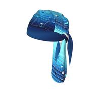 Gorro de ciclismo con estampado de notas musicales, color azul cielo, bandanas Durag que absorben la cabeza, para mujeres y hombres