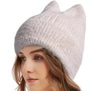 Gorro de con Orejas de Gato,Gorro con Orejas de Gato - de ganchillo cálido de invierno | Lindos sombreros de ganchillo con orejas de gato para mujer, gorros cálidos de invierno tejidos a prueba