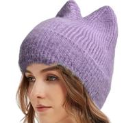 Gorro de con Orejas de Gato,Gorro con Orejas de Gato - de resistente al viento - Lindos sombreros de ganchillo con orejas de gato para mujer, gorros cálidos de invierno tejidos a prueba de vient