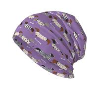 Gorro de cráneo, gorro de punto, pasamontañas de poliéster, gorro para correr, perro salchicha perros en suéteres, color morado