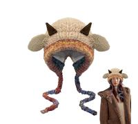 Gorro de cuerno de oveja para mujer, bonito gorro de invierno con capucha de animal de oveja | Solapas para las orejas, sombreros de nieve forrados de para esquí al aire libre, viajes, viajes