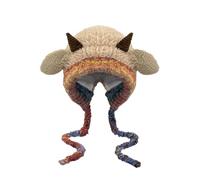 Gorro de cuerno de oveja para mujer, gorro de con diseño de animal lindo | Solapas para las orejas, sombreros de esquí y nieve forrados de para esquí al aire libre, viajes, viajes, caqui