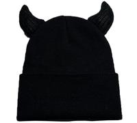 Gorro de Cuerno del Diablo 9.1x7.9 '' Gorros de Punto acrílicos acogedores y cálidos Gorros para Hombres con Cuernos Gorro elástico de Ajuste cómodo con Cuernos para Traje de Invierno