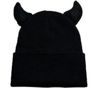 Gorro de Cuerno del Diablo 9.1x7.9 '' Gorros de Punto acrílicos acogedores y cálidos Gorros para Hombres con Cuernos Gorro elástico de Ajuste cómodo con Cuernos para Traje de Invierno