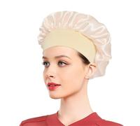 Gorro de dormir ala ancha satén for mujer, gorro Unisex con banda elástica for la cabeza, for el cuidado del cabello, noche Para Dormir(Milk white)