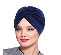 Gorro de dormir de doble capa de seda sintética de color sólido para mujer, sombrero trenzado con diadema, sombrero de maquillaje de belleza para mujeres y hombres, talla 8, azul marino, Talla única