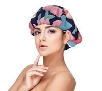 Gorro de dormir de satén con corazones florales para adultos, protección y comodidad para el cabello, negro, talla única