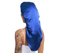 Gorro de Dormir de Seda 1 gorro de dormir largo y sedoso for cabello liso rizado. Gorros grandes trenzas gorros satén(BLUE)