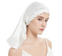 Gorro de Dormir de Seda Gorro de dormir seda for cabello largo con banda elástica suave for el cuidado del mujer y varios tipos(White)