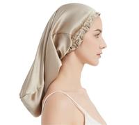 Gorro de Dormir de Seda Gorro de dormir seda for cabello largo con banda elástica suave for el cuidado del mujer y varios tipos(Khaki)