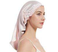 Gorro de Dormir de Seda Gorro de dormir seda for cabello largo con banda elástica suave for el cuidado del mujer y varios tipos(Light pink)