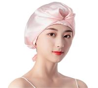Gorro de dormir de seda Mulberry de 16MM, gorro de ducha de 1 capa, gorro de dormir for el hogar, Protector de capó for el cuidado del cabello(Pink)