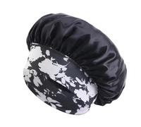 Gorro de dormir liso satén for mujer, gorro for el cuidado del cabello, sedoso, gorros ducha cómodos, banda flores, Unisex Para Dormir(Black)