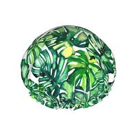 Gorro de ducha, Art Tropical Plants, gorros de ducha de baño reutilizables para mujeres de pelo largo, gorro de ducha de baño impermeable de doble capa, protector de cabello para niños, niñas y mujere