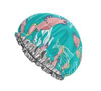 Gorro de ducha Axolotl, gorro de baño reutilizable para mujer, protección del cabello, gorro de pelo suave con forro de PEVA y banda elástica, gorros de baño de moda, gorro de baño impermeable de do