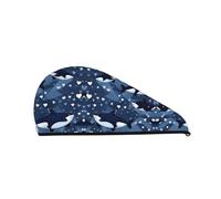 Gorro de ducha Blue Killer Whale: buen rendimiento de absorción de agua y es adecuado para hadas con todo tipo de tipos de cabello