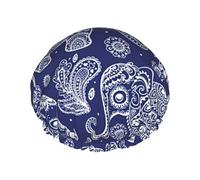 Gorro de ducha bohemio con estampado de elefante para mujer, ligero, reutilizable, suave, impermeable, a prueba de fugas.