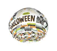 Gorro de ducha con banda elástica con estampado de álbum de recortes de Halloween para accesorios básicos de viaje de Hotel suministros de limpieza