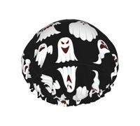 Gorro de ducha con banda elástica con estampado de fantasma blanco divertido para accesorios básicos de viaje de Hotel suministros de limpieza