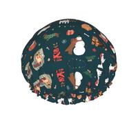 Gorro de ducha con banda elástica con estampado navideño de Papá Noel para accesorios básicos de viaje de Hotel suministros de limpieza