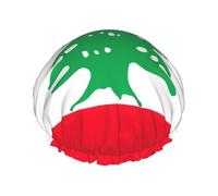 Gorro de ducha con bandera libanesa reutilizable para mujer, gorro de baño impermeable de doble capa, imprescindible para el cuidado del cabello