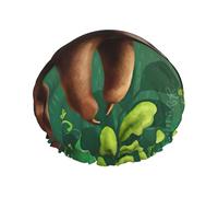 Gorro de ducha con bonito y divertido diseño de perezoso relajante en la selva para mujer, gorro de ducha grande lavable con banda elástica