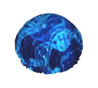 Gorro de ducha con cadena de ADN para mujer, reutilizable, impermeable, doble capa, con correa elástica, talla única