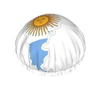 Gorro de ducha con diseño de mapa de la bandera argentina, gorra de pelo ajustable para mujer, elegante, grande, impermeable
