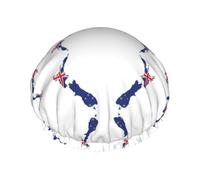 Gorro de ducha con diseño de mapa de la bandera de Nueva Zelanda, gorra de pelo ajustable para mujer, elegante, grande, impermeable