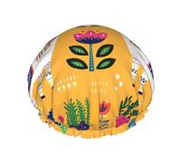 Gorro de ducha con estampado de animales de alpaca para mujer, ligero, reutilizable, suave, impermeable, a prueba de fugas.