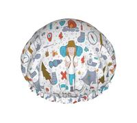 Gorro de ducha con estampado de animales salvajes y naturaleza, elegante, reutilizable, grande, para trenzas y cabello largo