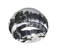 Gorro de ducha con estampado de árbol de aguja de pino para mujer, ligero, reutilizable, suave, impermeable, a prueba de fugas.