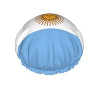 Gorro de ducha con estampado de bandera argentina, gorra de pelo ajustable para mujer, elegante, grande, impermeable