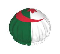 Gorro de ducha con estampado de bandera de Argelia, doble capa, transpirable, correa elástica ajustable, artículos esenciales duraderos para viajes de hotel