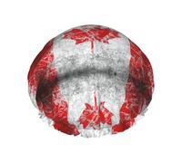 Gorro de ducha con estampado de bandera de Canadá, elástico y reutilizable para cabello largo, gorro de ducha impermeable grande para mujeres, hombres, niños