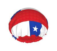 Gorro de ducha con estampado de bandera de Chile, gorro de ducha forrado para mujer, reutilizable, doble capa impermeable