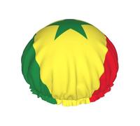 Gorro de ducha con estampado de bandera de Senegal para mujer, gorro de ducha grande lavable con banda elástica para el cabello