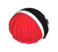 Gorro de ducha con estampado de bandera de Trinidad y Tobago, doble capa, transpirable, correa elástica ajustable, artículos esenciales duraderos para viajes de hotel