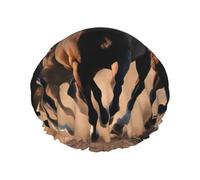 Gorro de ducha con estampado de caballos para mujer, ligero, reutilizable, suave, impermeable, a prueba de fugas.
