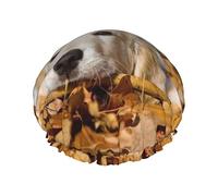 Gorro de ducha con estampado de cachorro de perro perezoso, gorro de baño elástico reutilizable para mujer, gorro de ducha impermeable de doble capa, para salón de Spa para mujer