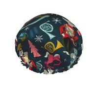 Gorro de ducha con estampado de cascanueces para mujer, ligero, reutilizable, suave, impermeable, a prueba de fugas.