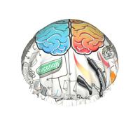Gorro de ducha con estampado de cerebro humano para mujer, reutilizable, impermeable, doble capa, con correa elástica, talla única