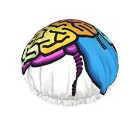 Gorro de ducha con estampado de cerebro izquierdo y derecho, gorro de ducha para mujer, reutilizable, impermeable, gorro de baño de secado rápido