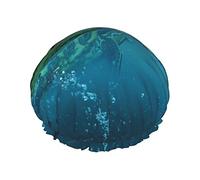 Gorro de ducha con estampado de cielo y mar de Imagine, gorro de baño reutilizable elástico para mujer, gorro de ducha impermeable de doble capa, para salón de Spa para damas