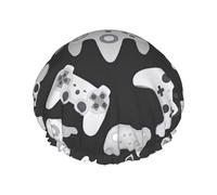Gorro de ducha con estampado de controlador de juego para mujer, ligero, reutilizable, suave, impermeable, a prueba de fugas.